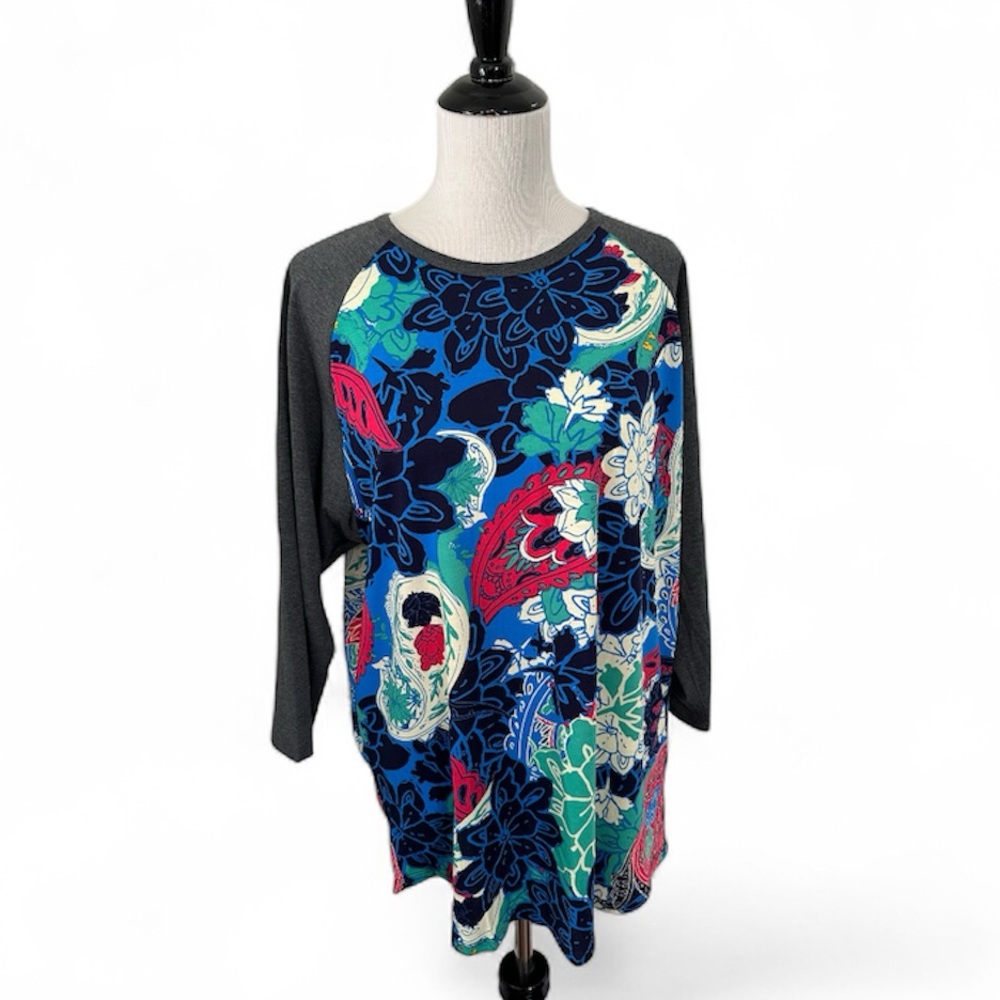 LuLaRoe Floral 3X Randy 3/4 Sleeve Top